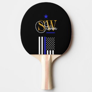 Raquette De Ping Pong Ligne Bleue & Nom Monographique / Signature Modern