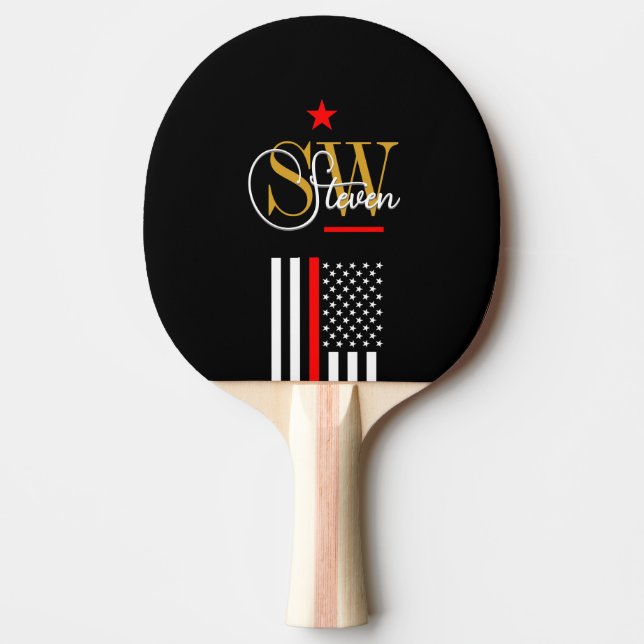 Raquette De Ping Pong Ligne rouge & Nom monographique / Signature modern (Devant)