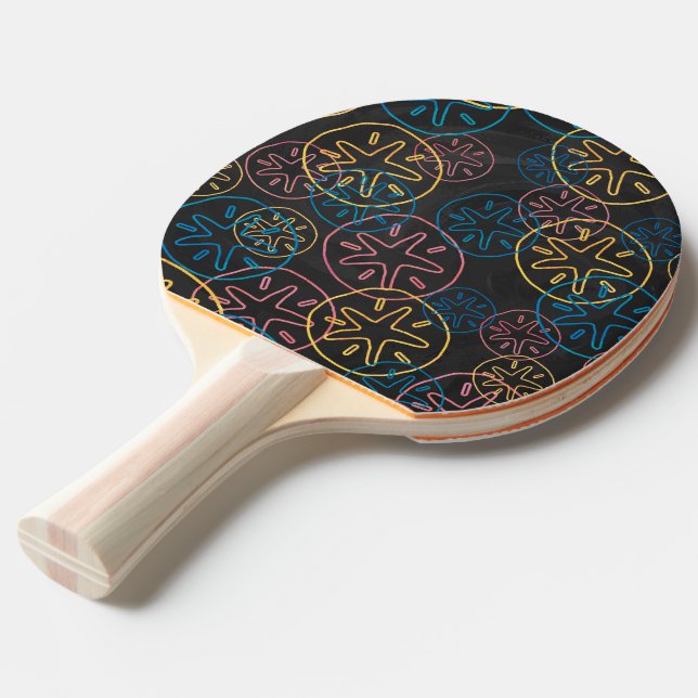 Raquette De Ping Pong Lignes de Dollar de Sable Rouge Jaune Bleu (Dos Angle)
