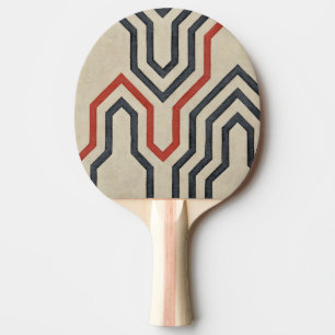 Raquette De Ping Pong Lignes graphiques oranges et bleues
