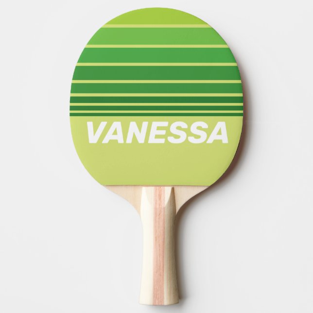 Raquette De Ping Pong Lily Pad Green Horizon Striping with Name (Devant)