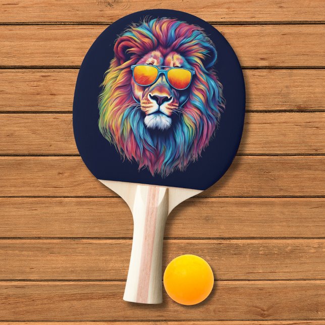 Raquette De Ping Pong Lion Abstrait avec lunettes de soleil (Créateur téléchargé)