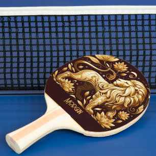 Raquette De Ping Pong Lion doré Majestueux sur mesure