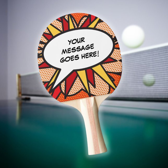 Raquette De Ping Pong Livre dessiné personnalisé Pop Art Discours bulle (Créateur téléchargé)