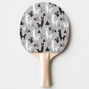 Raquette De Ping Pong Llama cactus montagnes, motif sans soudure.