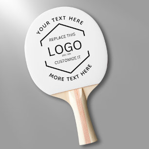 Raquette De Ping Pong Logo Texte noir blanc Entreprise Promotion