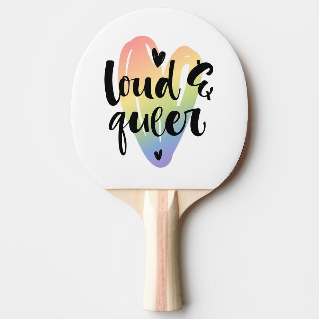 Raquette De Ping Pong Loud et Queer| Coeur aquarelle (Devant)