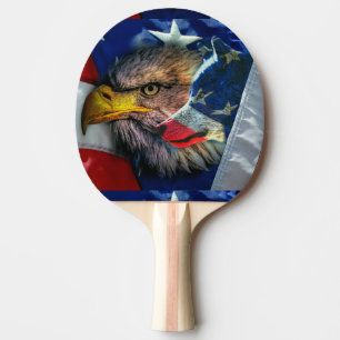 Raquette De Ping Pong Loup d'aigle patriotique américain