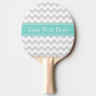 Raquette De Ping Pong Lt Gray Wht Chevron ZigZag Aqua Nom Monogram