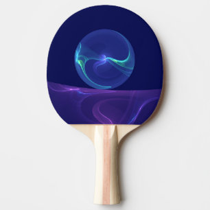 Raquette De Ping Pong Lumineuse Bleu Violet Rêve Abstrait Fractal Art