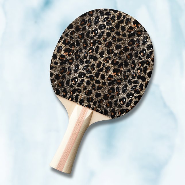 Raquette De Ping Pong Luxury Glitter Brown Black Gold Leopard Pattern (Créateur téléchargé)
