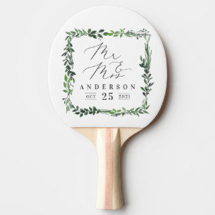 Raquette De Ping Pong M. & Mme. aquarelle feuillue élégante