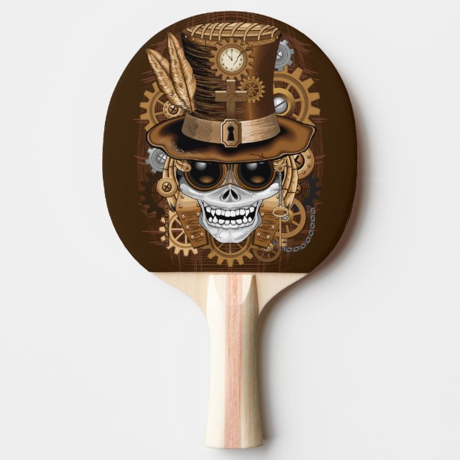 Raquette De Ping Pong Machine rétro Voodoo à vapeur crâne (Devant)