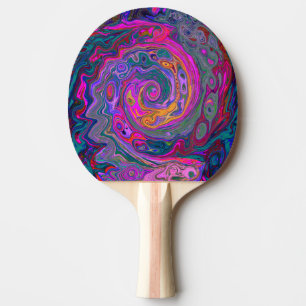 Raquette De Ping Pong Magenta rétro, Verte et Orange Abstrait