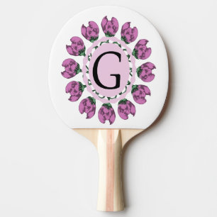 Raquette De Ping Pong Majuscule G monogramme floral