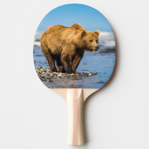 Raquette De Ping Pong Maman ours regarde ses deux enfants