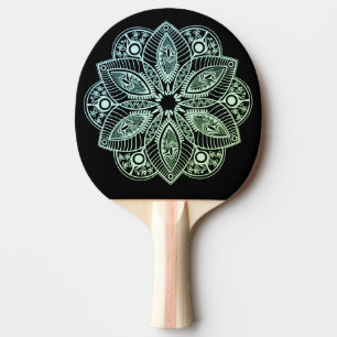 Raquette De Ping Pong Mandala Exotic Tribal Green Gradient