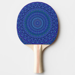 Raquette De Ping Pong Mandala fleuri floral bleu