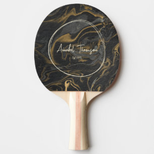 Raquette De Ping Pong Marbre Tourbillon Noir Or Nom dans Cercle Dessiné