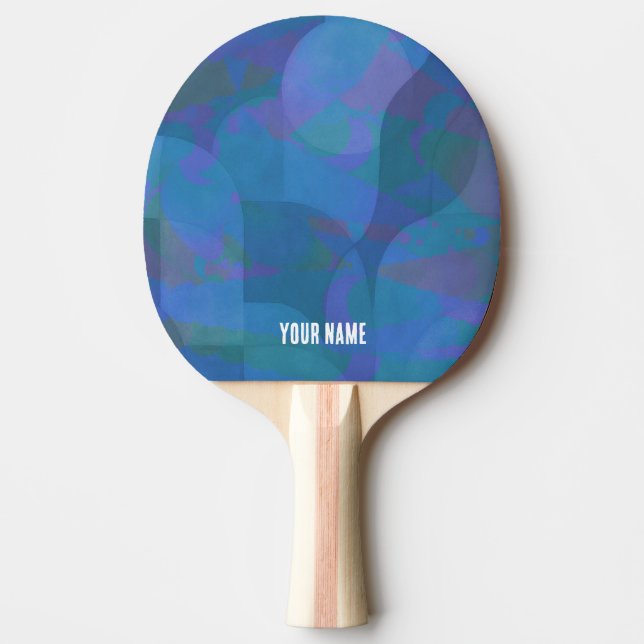 Raquette De Ping Pong Marées d'azur - Géométrie Abstraite océanique (Devant)