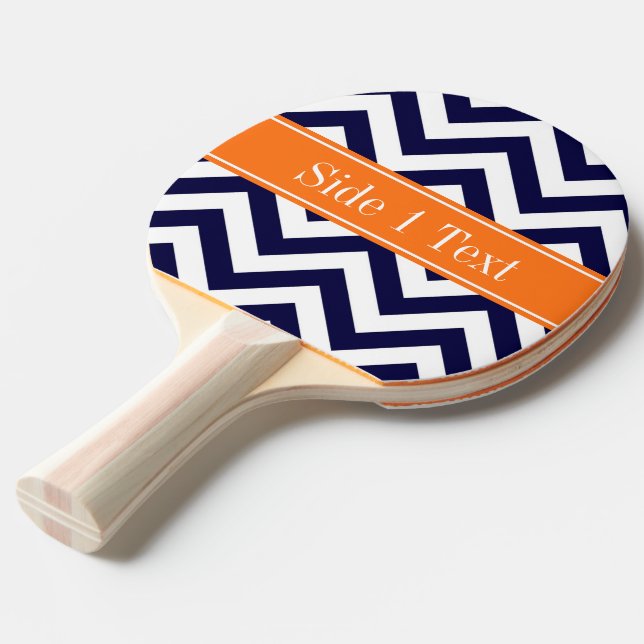 Raquette De Ping Pong Marine Blue Lg Chevron Nom du Citrouille Monogramm (Devant Angle)