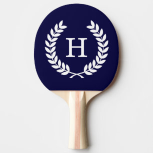 Raquette De Ping Pong Marine Blue What Blé Laurel Wreath Initial Monogra