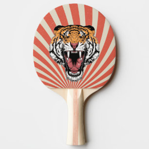 Raquette De Ping Pong Mascotte de tigre spirale rétro