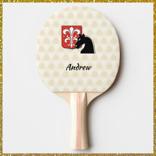 Raquette De Ping Pong Masculine Bouclier et cheval de Chevalier rouge et