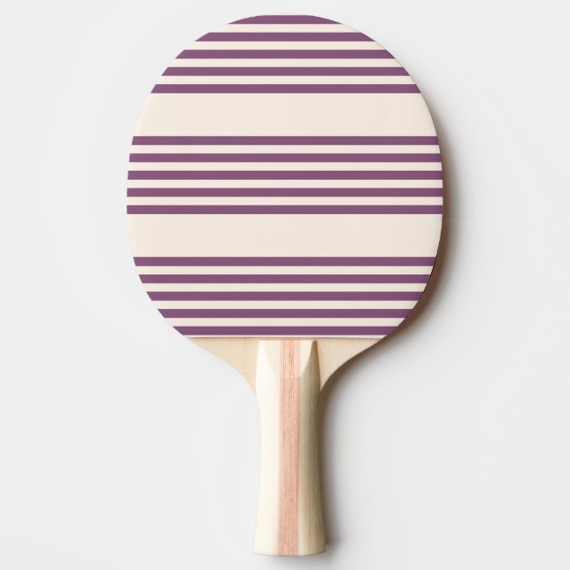 Raquette De Ping Pong Mauve violet beige cinq bandes motif (Devant)