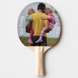 Raquette De Ping Pong Meilleur papa deux fois sur une photo personnalis