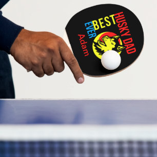 Raquette De Ping Pong Meilleur Papa Husky Personnalisé Jamais, Papa Chie