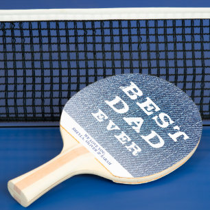 Raquette De Ping Pong Meilleur Papa Jamais Bleu Jeans Denim Typographie