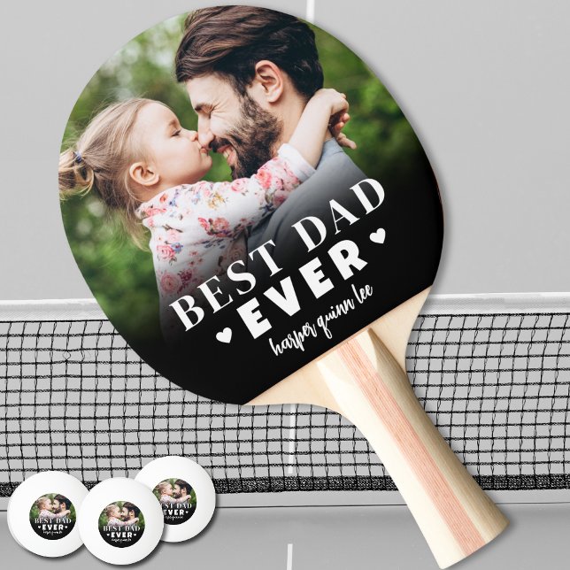 Raquette De Ping Pong Meilleur papa jamais photo (Best Dad Ever Photo Ping Pong Paddle)