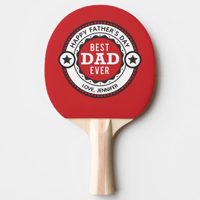 Raquette De Ping Pong Meilleur papa jamais rouge moderne (Devant)