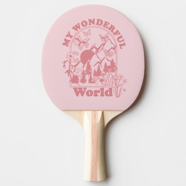 Raquette De Ping Pong Mes merveilleuses fleurs rétro du monde (Devant)