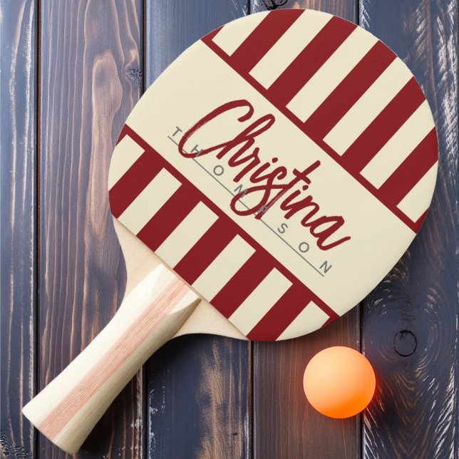 Raquette De Ping Pong Mi-siècle Polo Candy Striping Deep Cranberry Nom (Créateur téléchargé)