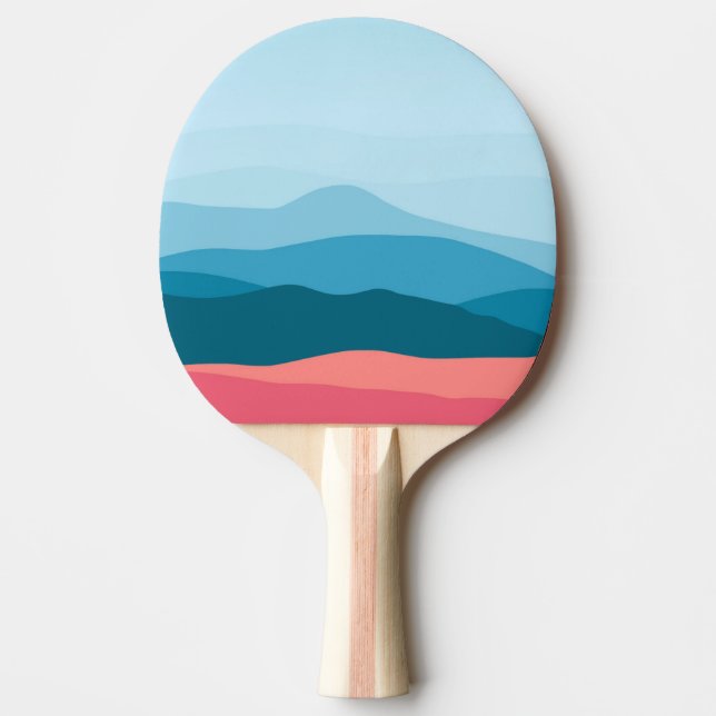 Raquette De Ping Pong Modern Abstract Pastel Blue Pink Mountains (Devant)