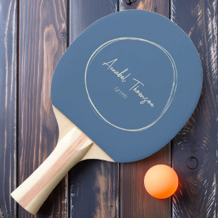Raquette De Ping Pong Moderne du milieu du siècle Capri Bleu avec nom