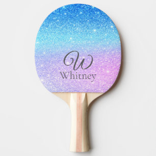 Raquette De Ping Pong Moderne Pailleté Bleu Ombré Violet Chic