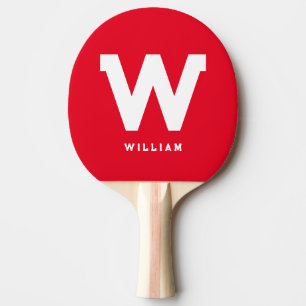 Raquette De Ping Pong Moderne Personnalisé Monogramme Tennis Rouge