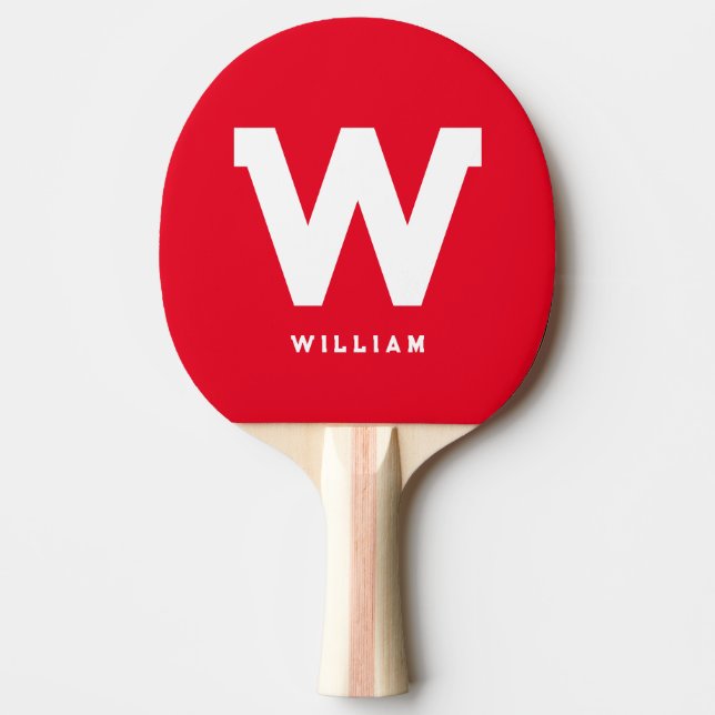 Raquette De Ping Pong Moderne Personnalisé Monogramme Tennis Rouge (Devant)