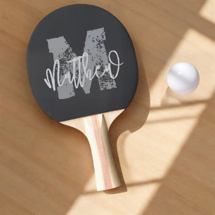Raquette De Ping Pong Monogram Modern Cool Grunge Ajouter Votre Nom