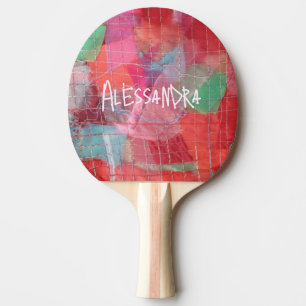 Raquette De Ping Pong Monogramme abstrait rose girly joli