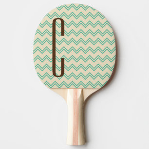 Raquette De Ping Pong Monogramme Brown sur le motif de Chevron de vert
