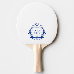 Raquette De Ping Pong Monogramme de cadre de couronne bleu
