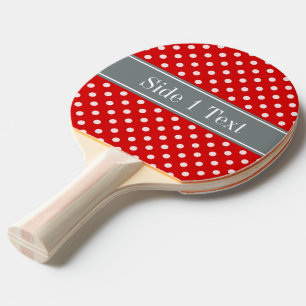 Raquette De Ping Pong Monogramme de carbone rouge blanc Pois