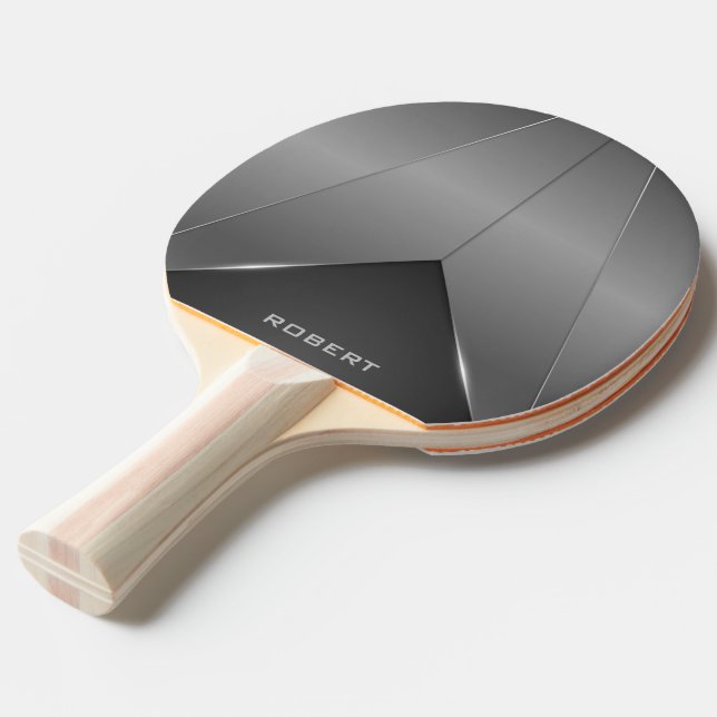 Raquette De Ping Pong monogramme de conception géométrique gris métalliq (Dos Angle)