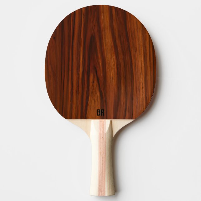 Raquette De Ping Pong Monogramme de texture en bois d'acajou Brown (Devant)