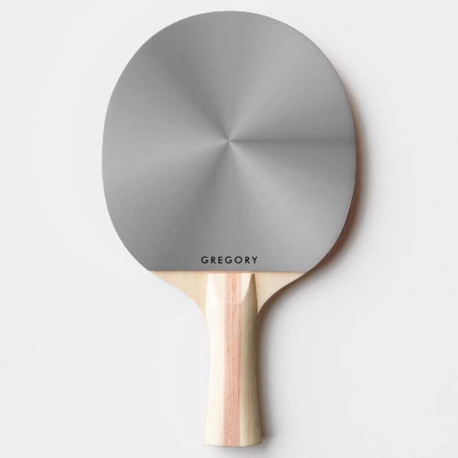 Raquette De Ping Pong monogramme de texture grise métallique personnalis (Devant)