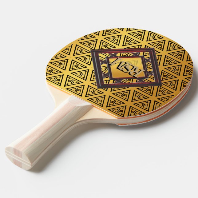 Raquette De Ping Pong Monogramme d'élégance d'or (Dos Angle)